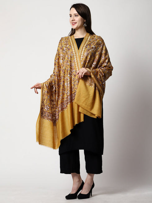 Women's Aari Embroidery Wool Shawl